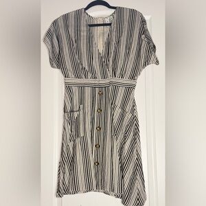 Susina Black and White Striped Mini Dress